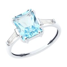 Кольцо из белого золота р. 18,5 Diamant 52-310-02433-1, фианит\топаз