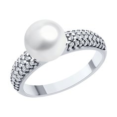 Кольцо из серебра р. 19,5 Diamant 94-310-01955-1, фианит\жемчуг