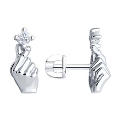 Серьги из серебра SOKOLOV 94026697, фианит
