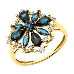 Кольцо из желтого золота р. 17,5 Diamant 53-310-02349-1, фианит\топаз