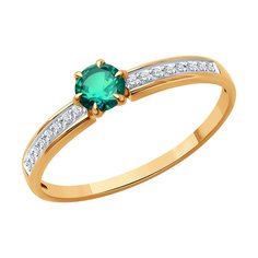 Кольцо из красного золота р. 16,5 Diamant 51-210-02413-1, бриллиант\изумруд