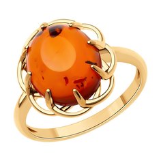 Кольцо из серебра р. 18,5 SOKOLOV 83010198, янтарь