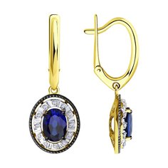 Серьги из желтого золота Diamant 53-221-01023-1, бриллиант\сапфир
