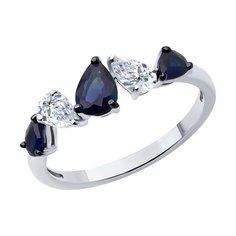 Кольцо из белого золота р. 17 SOKOLOV 2011316-3, сапфир