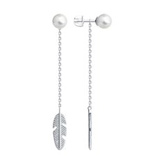 Серьги из серебра SOKOLOV 94026702, жемчуг искусственный