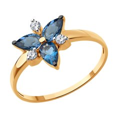 Кольцо из красного золота р. 19 Diamant 51-310-02329-2, фианит\топаз