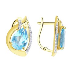 Серьги из желтого золота Diamant 53-320-00931-1, фианит\топаз