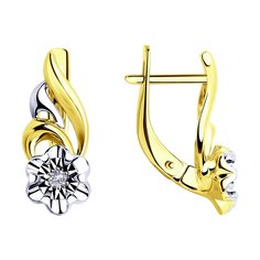 Серьги из комбинированного золота Diamant 53-220-00021-1, бриллиант