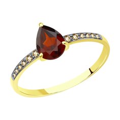 Кольцо из желтого золота р. 16,5 Diamant 53-310-01439-1, фианит\гранат