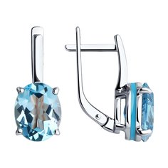 Серьги из белого золота Diamant 52-320-02463-1, эмаль\топаз