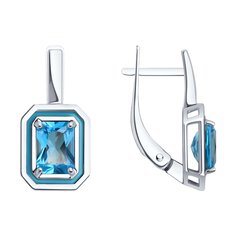 Серьги из белого золота Diamant 52-320-02450-1, эмаль\топаз
