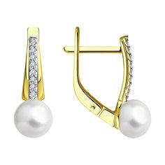 Серьги из желтого золота Diamant 53-220-01830-1, бриллиант\жемчуг