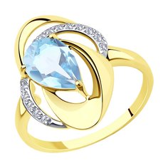 Кольцо из желтого золота р. 17,5 Diamant 53-310-00938-2, фианит\топаз