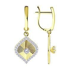 Серьги из желтого золота Diamant 53-121-01240-1, фианит