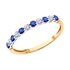 Кольцо из красного золота р. 18 Diamant 51-210-02325-1, бриллиант\сапфир