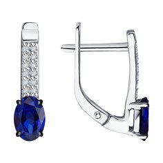 Серьги из белого золота Diamant 52-220-02312-1, бриллиант\сапфир