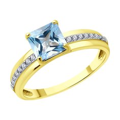 Кольцо из желтого золота р. 17 Diamant 53-310-01729-1, фианит\топаз