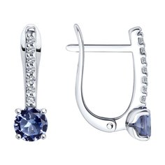 Серьги из серебра SOKOLOV 92023032, ситалл искусственный\фианит