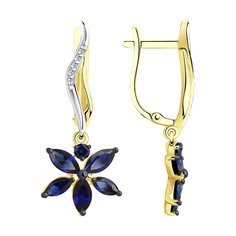 Серьги из желтого золота Diamant 53-321-00806-2, корунд искусственный\фианит