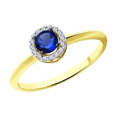 Кольцо из желтого золота р. 17,5 Diamant 53-210-01772-1, бриллиант\сапфир