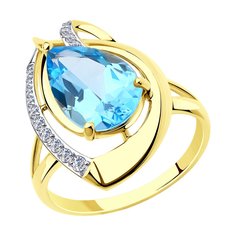 Кольцо из желтого золота р. 20 Diamant 53-310-00931-1, фианит\топаз