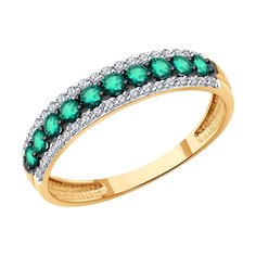 Кольцо из красного золота р. 16,5 Diamant 51-210-02358-2, бриллиант\изумруд