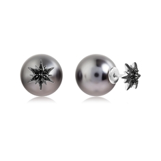 Серьги пусеты из серебра VALTERA 117636, жемчуг искусственный/циркон