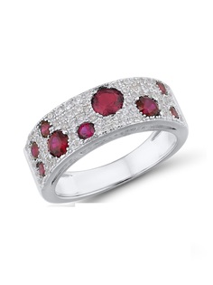 Кольцо из серебра р.17 VALTERA 114763, рубин искусственный/циркон