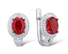 Серьги из серебра VALTERA 114865, циркон/рубин искусственный