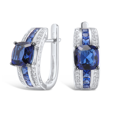 Серьги из серебра VALTERA 115324, сапфир искусственный/циркон