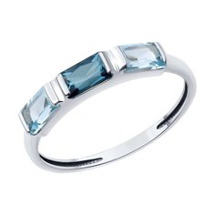 Кольцо из белого золота р. 18 Diamant 52-310-02437-2, топаз
