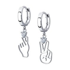 Серьги из серебра SOKOLOV 94026655, фианит