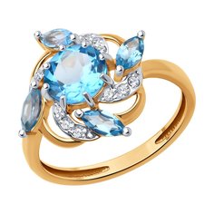 Кольцо из красного золота р. 17 Diamant 51-310-02156-1, фианит/топаз