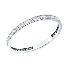 Кольцо обручальное из белого золота р. 16 SOKOLOV Diamonds 1012406-3, бриллиант