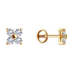 Серьги пусеты из красного золота SOKOLOV 0200207, фианит