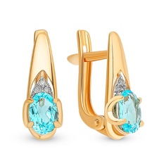 Серьги из красного золота 585Gold 202008148, топаз\фианит