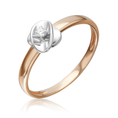 Кольцо из белого/красного золота р. 18 PLATINA jewelry 01-5808-00-101-1111, бриллиант