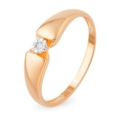 Кольцо из красного золота р. 19,5 585Gold 101011002, бриллиант\бриллиант