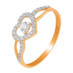 Кольцо из красного золота р. 15,5 585Gold 301007409, фианит