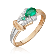 Кольцо из золота р. 18 PLATINA jewelry 01-5727-00-106-1111, изумруд/бриллиант