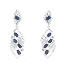 Серьги подвески из серебра Ювелирия T41563, сапфир/топаз
