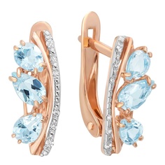 Серьги из красного золота 585Gold 202010444, топаз\фианит