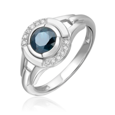 Кольцо из белого золота р. 17 PLATINA jewelry 01-5735-00-105-1120, сапфир/бриллиант