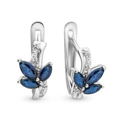 Серьги из белого золота 585Gold 102004674, сапфир\бриллиант