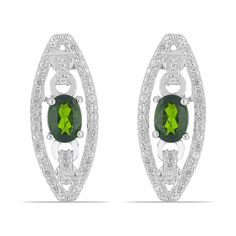 Серьги из серебра Ювелирия T40374, хромдиопсид/топаз