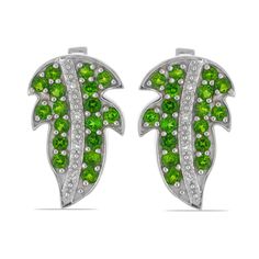 Серьги из серебра Ювелирия T38717, хромдиопсид/топаз
