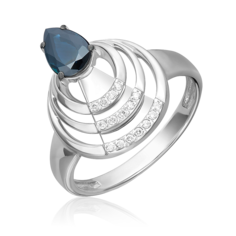 Кольцо из белого золота р. 18,5 PLATINA jewelry 01-5720-00-105-1120, сапфир/бриллиант