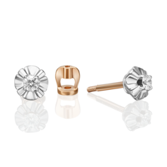 Серьги пусеты из белого/красного золота PLATINA jewelry 02-5339-00-101-1111, бриллиант