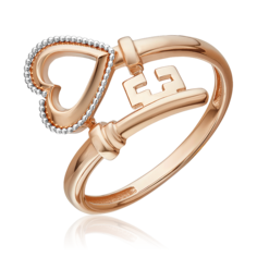 Кольцо из белого/красного золота р. 17,5 PLATINA jewelry 01-5788-00-000-1111