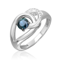 Кольцо из белого золота р. 17,5 PLATINA jewelry 01-5722-00-105-1120, сапфир/бриллиант